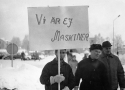 Gruvarbetare demonstrerar i Malmberget 1969
